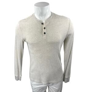 Banana Republic Men's Gray Long Sleeve Waffle Knit Thermal Henley T Shirt Top M